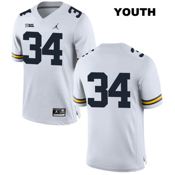 Youth NCAA Michigan Wolverines Julian Garrett #34 No Name White Jordan Brand Authentic Stitched Football College Jersey QF25B15CP